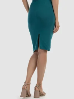 Usha Röcke*Damen Strick Midirock petrol uni