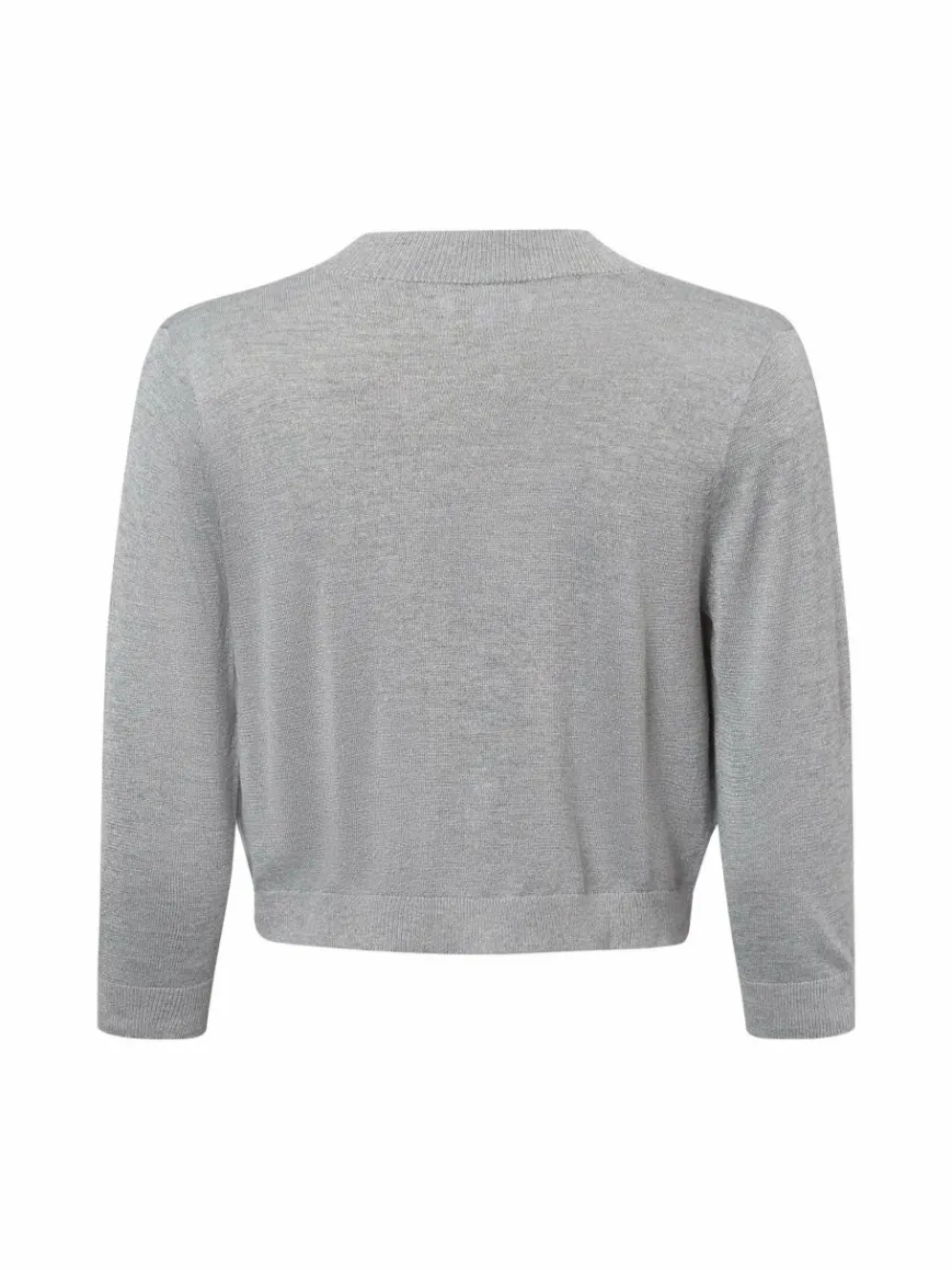 Marie Lund Blazer|Pullover & Strickjacken*Damen Strickhülle silber uni