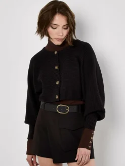 Apricot Pullover & Strickjacken*Damen Strickjacke schwarz uni