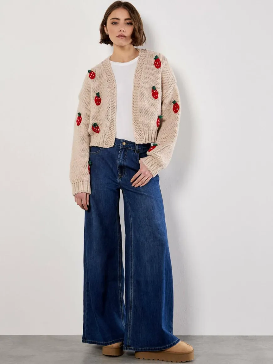 Apricot Pullover & Strickjacken*Damen Strickjacke beige uni