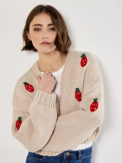 Apricot Pullover & Strickjacken*Damen Strickjacke beige uni