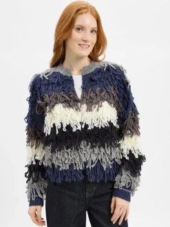 Rich & Royal Pullover & Strickjacken*Damen Strickjacke blau grau gestreift