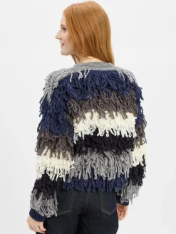 Rich & Royal Pullover & Strickjacken*Damen Strickjacke blau grau gestreift