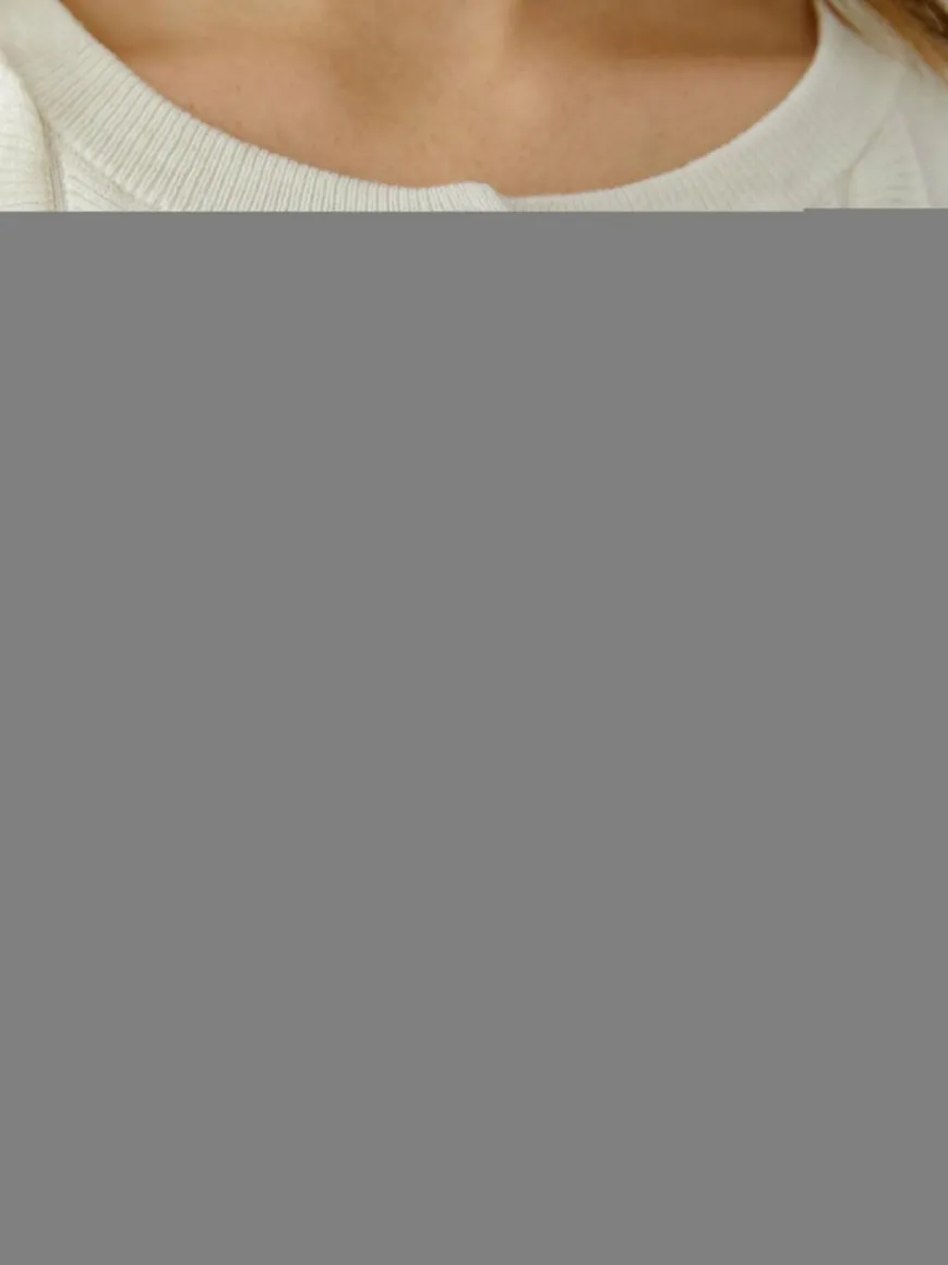 Oui Pullover & Strickjacken*Damen Strickjacke weiß uni