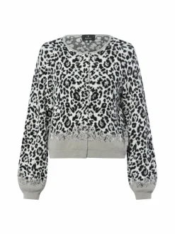 Monari Pullover & Strickjacken*Damen Strickjacke ecru schwarz gemustert