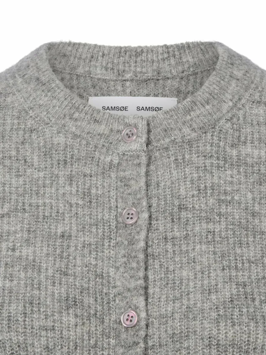 Samsøe Samsøe Pullover & Strickjacken*Damen Strickjacke mit Alpaka-Anteil - Saanoura grau meliert