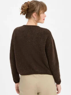 american vintage Pullover & Strickjacken*Damen Strickjacke mit Alpaka-Anteil - Vito schoko uni