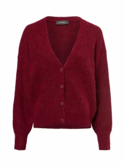MOS MOSH Pullover & Strickjacken*Damen Strickjacke mit Alpaka-Anteil - MMThora bordeaux meliert