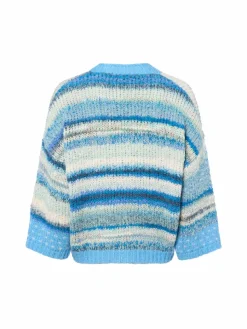 Rich & Royal Pullover & Strickjacken*Damen Strickjacke mit Alpaka-Anteil blau mehrfarbig gestreift