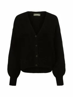 MOS MOSH Pullover & Strickjacken*Damen Strickjacke mit Alpaka-Anteil - MMThora schwarz uni