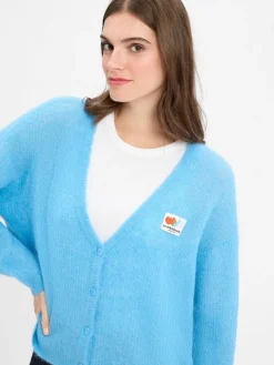 american vintage Pullover & Strickjacken*Damen Strickjacke mit Alpaka-Anteil - Nenybay blau meliert