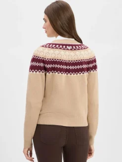 JOOP! Pullover & Strickjacken*Damen Strickjacke mit Cashmere-Anteil - Kloda beige aubergine gemustert