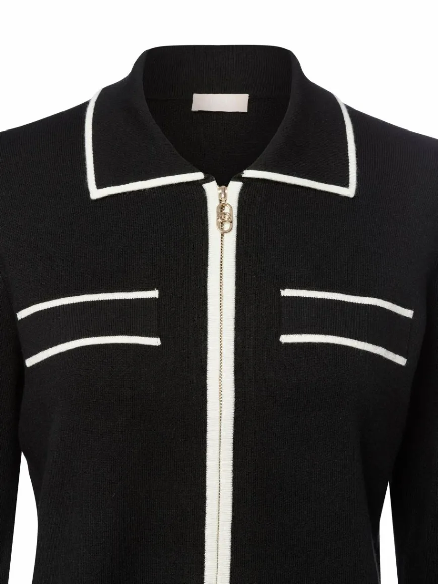Liu Jo Collection Pullover & Strickjacken*Damen Strickjacke mit Seidenanteil - Maglia zippata schwarz weiß uni