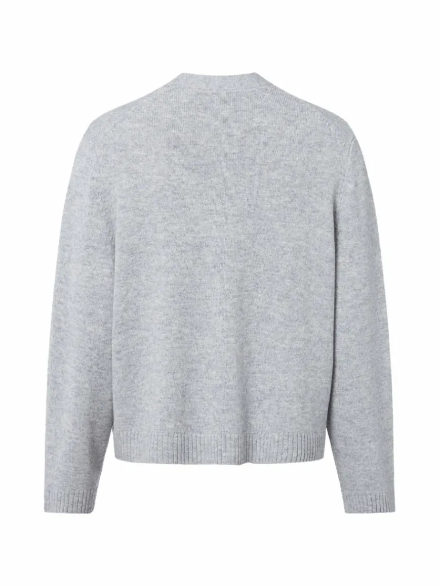 comma Pullover & Strickjacken*Damen Strickjacke mit Woll-Anteil hellgrau meliert