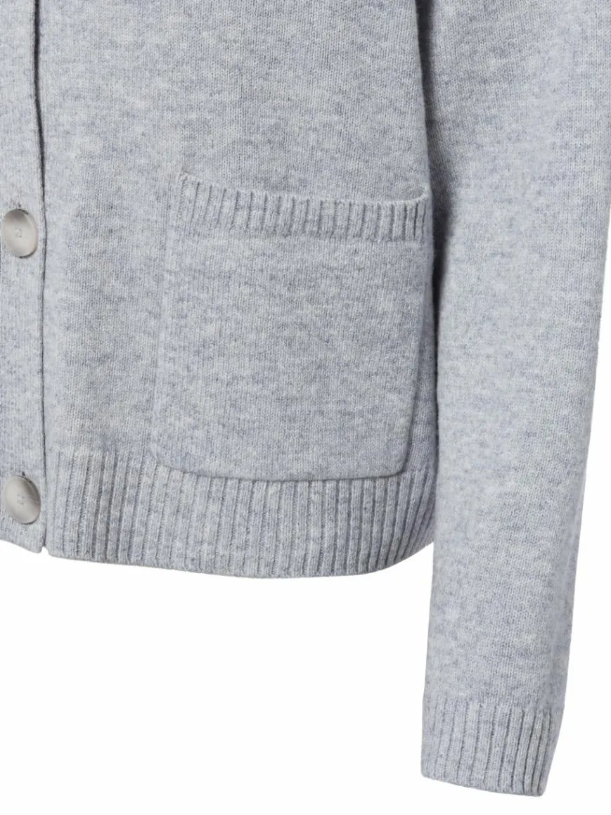 comma Pullover & Strickjacken*Damen Strickjacke mit Woll-Anteil hellgrau meliert