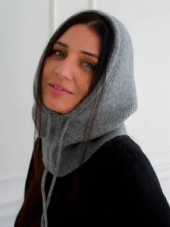 Fraas Schals & Tücher*Damen Strick-Kapuzenschal grau uni