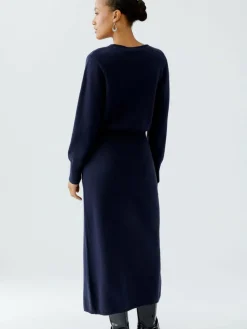 Oui Kleider*Damen Strickkleid blau uni