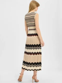 zero Kleider*Damen Strickkleid beige schoko gemustert