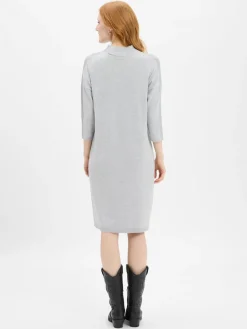 comma Kleider*Damen Strickkleid hellgrau uni