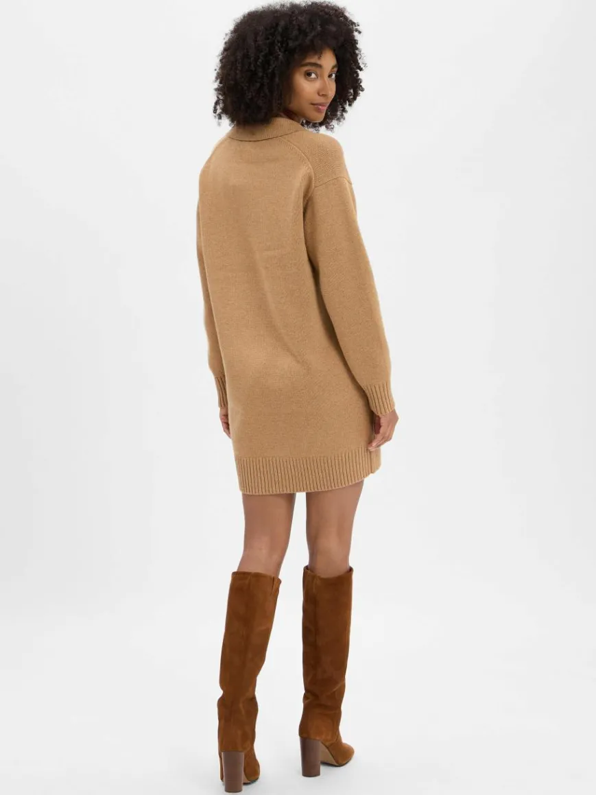 Polo Ralph Lauren Kleider*Damen Strickkleid mit Wollanteil camel uni