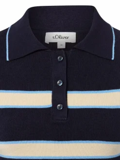 s.Oliver Pullover & Strickjacken|Shirts & Tops*Damen Strick-Poloshirt marine beige gestreift