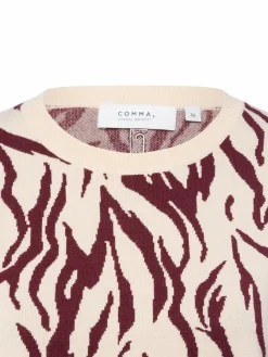 comma casual identity Pullover & Strickjacken*Damen Strickpullover beige aubergine gemustert