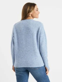 Frieda & Freddies Pullover & Strickjacken*Damen Strickpullover blau uni