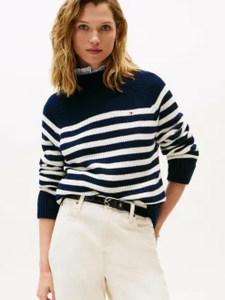 Tommy Hilfiger Pullover & Strickjacken*Damen Strickpullover marine ecru gestreift