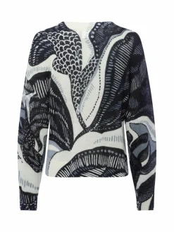 comma Pullover & Strickjacken*Damen Strickpullover marine ecru gemustert