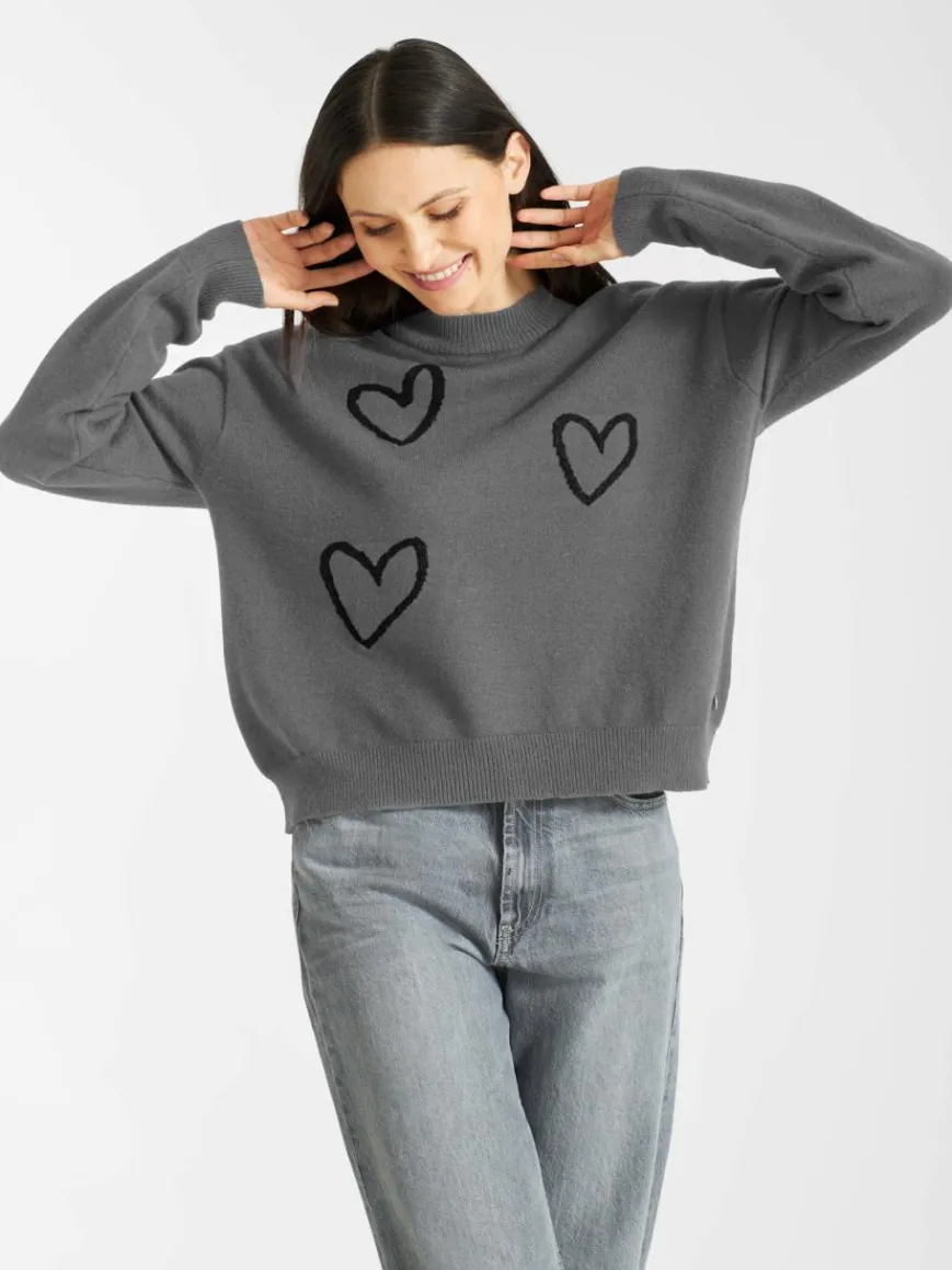 Frieda & Freddies Pullover & Strickjacken*Damen Strickpullover grau gemustert