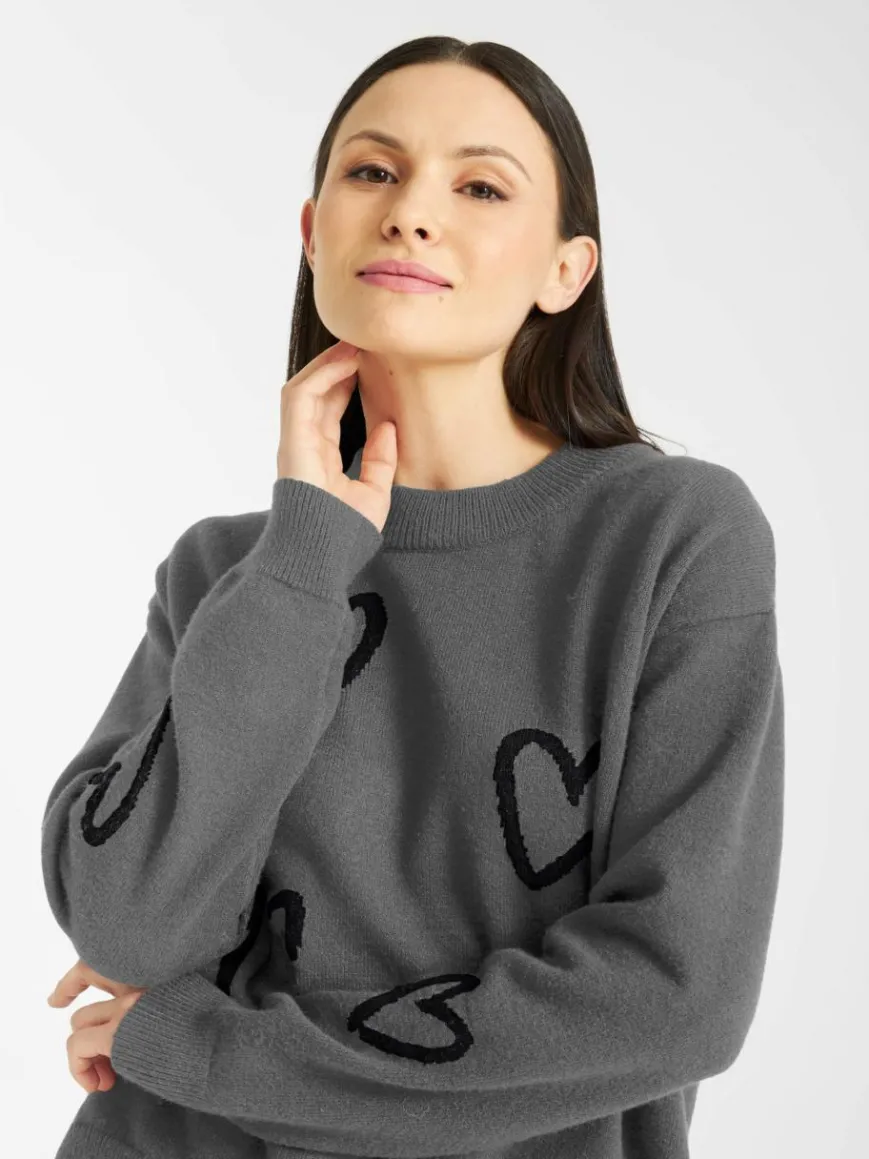 Frieda & Freddies Pullover & Strickjacken*Damen Strickpullover grau gemustert