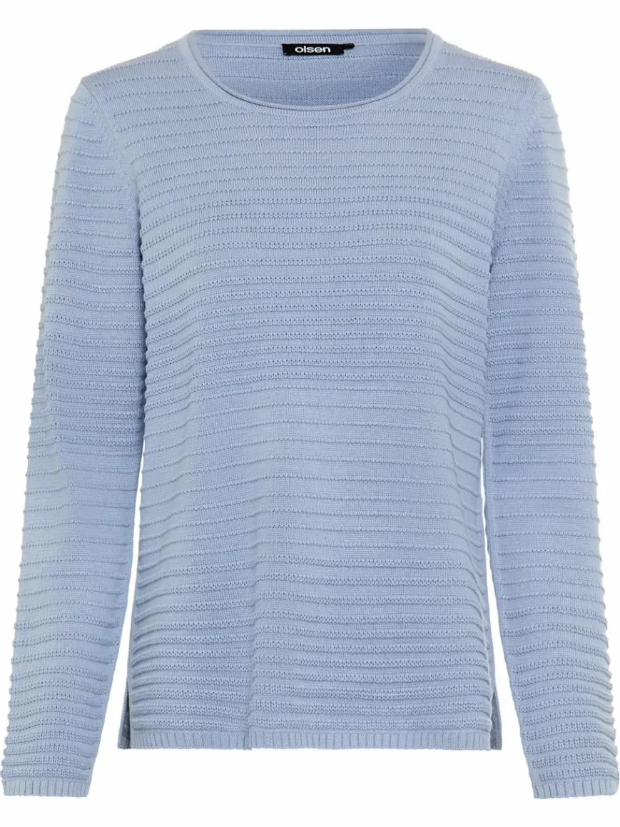 Olsen Pullover & Strickjacken*Damen Strickpullover - Henny hellblau uni