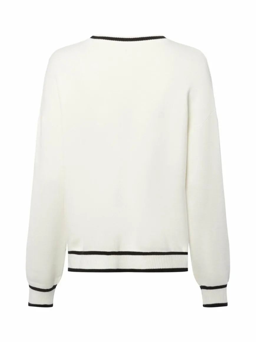 Liu Jo Collection Pullover & Strickjacken*Damen Strickpullover - Maglia chiusa ecru schwarz uni