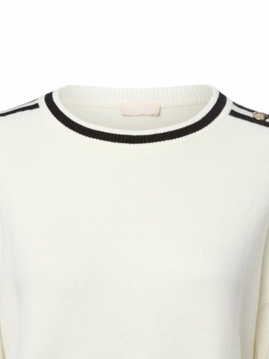 Liu Jo Collection Pullover & Strickjacken*Damen Strickpullover - Maglia chiusa ecru schwarz uni