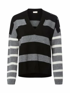 Liu Jo Collection Pullover & Strickjacken*Damen Strickpullover - Maglia chiusa schwarz grau gestreift