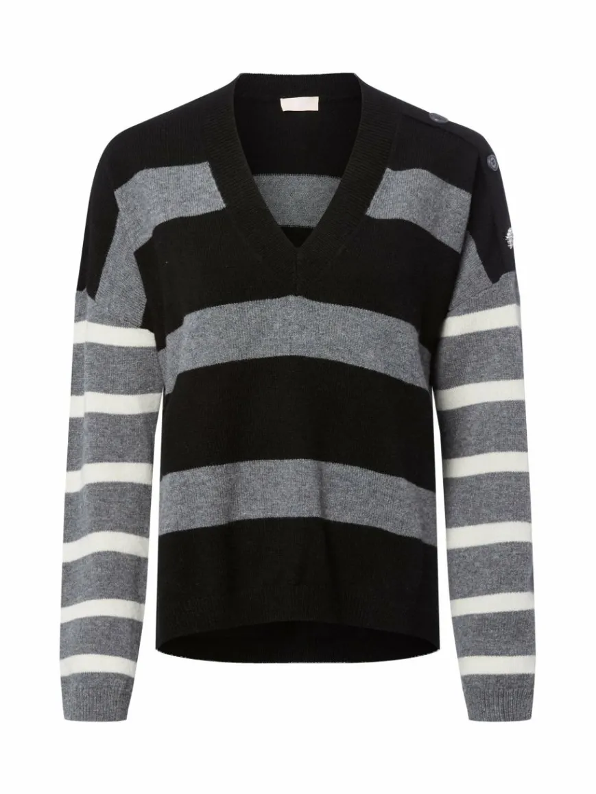 Liu Jo Collection Pullover & Strickjacken*Damen Strickpullover - Maglia chiusa schwarz grau gestreift