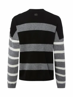 Liu Jo Collection Pullover & Strickjacken*Damen Strickpullover - Maglia chiusa schwarz grau gestreift