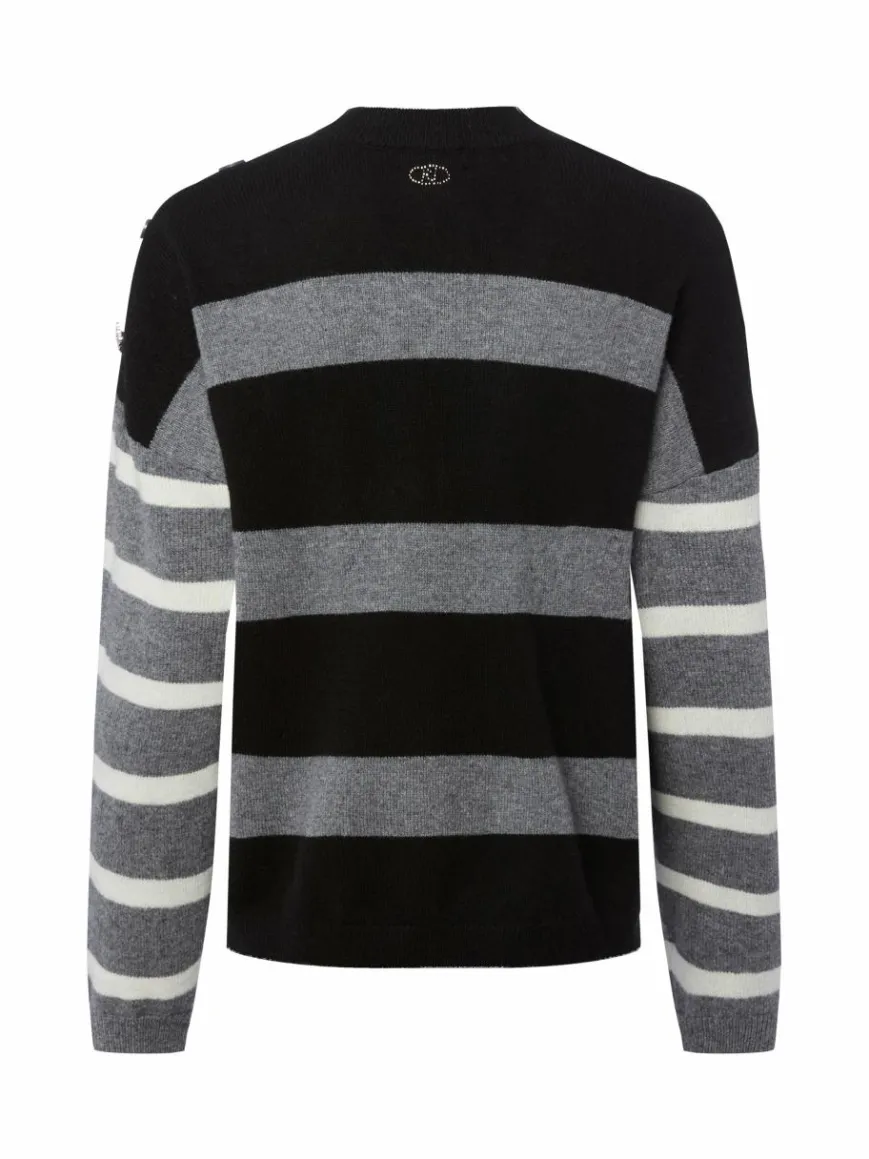 Liu Jo Collection Pullover & Strickjacken*Damen Strickpullover - Maglia chiusa schwarz grau gestreift