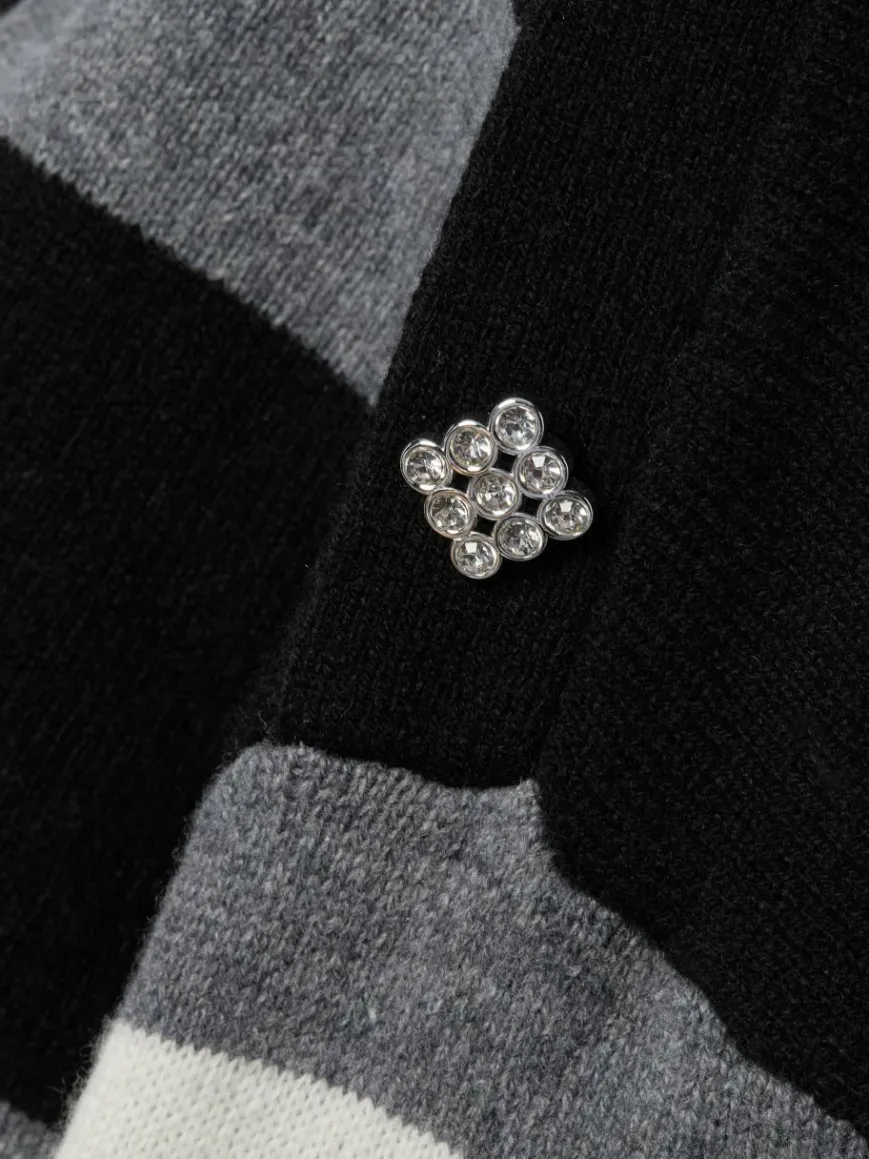 Liu Jo Collection Pullover & Strickjacken*Damen Strickpullover - Maglia chiusa schwarz grau gestreift