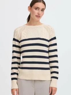 OXMO Pullover & Strickjacken*Damen Strickpullover - OXFSANVA indigo gestreift