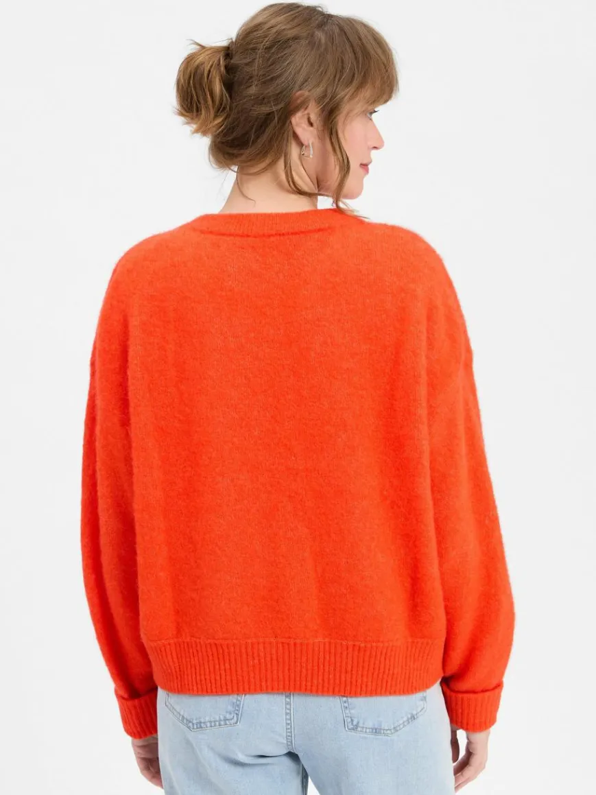 american vintage Pullover & Strickjacken*Damen Strickpullover mit Alpaka-Anteil - Gaspacho Chine rot uni