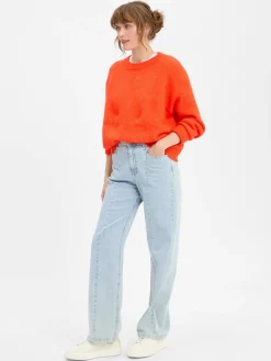 american vintage Pullover & Strickjacken*Damen Strickpullover mit Alpaka-Anteil - Gaspacho Chine rot uni