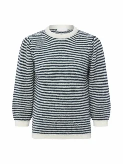 Rich & Royal Pullover & Strickjacken*Damen Strickpullover mit Alpaka-Anteil marine ecru gestreift