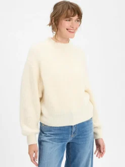 american vintage Pullover & Strickjacken*Damen Strickpullover mit Alpaka-Anteil - East ecru meliert