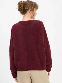 american vintage Pullover & Strickjacken*Damen Strickpullover mit Alpaka-Anteil - Gaspacho Chine bordeaux uni