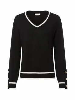 Liu Jo Collection Pullover & Strickjacken*Damen Strickpullover mit Seidenanteil - Maglia Chiusa schwarz weiß uni