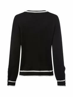 Liu Jo Collection Pullover & Strickjacken*Damen Strickpullover mit Seidenanteil - Maglia Chiusa schwarz weiß uni