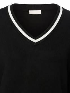 Liu Jo Collection Pullover & Strickjacken*Damen Strickpullover mit Seidenanteil - Maglia Chiusa schwarz weiß uni