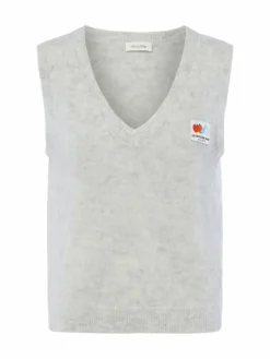 american vintage Pullover & Strickjacken*Damen Strickpullunder mit Alpaka-Anteil - Nenybay hellgrau meliert