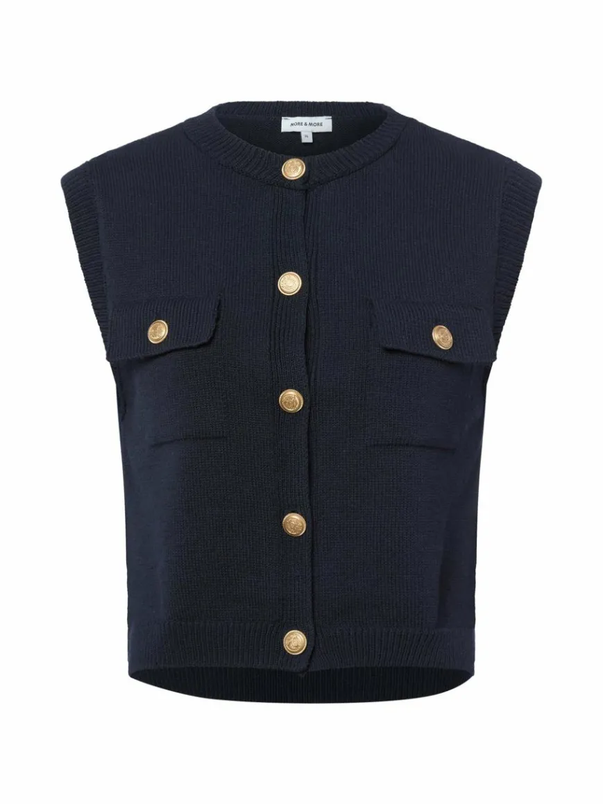 More & More Jacken & Westen|Pullover & Strickjacken*Damen Strickweste marine uni